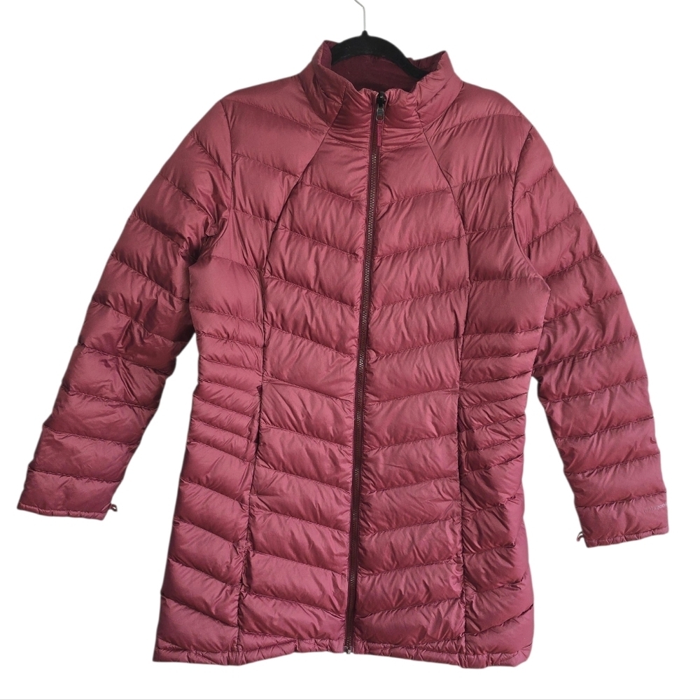 Patagonia Women's Down Long Quilted Puffer Coat in Dusty Rose Size XL Jacket